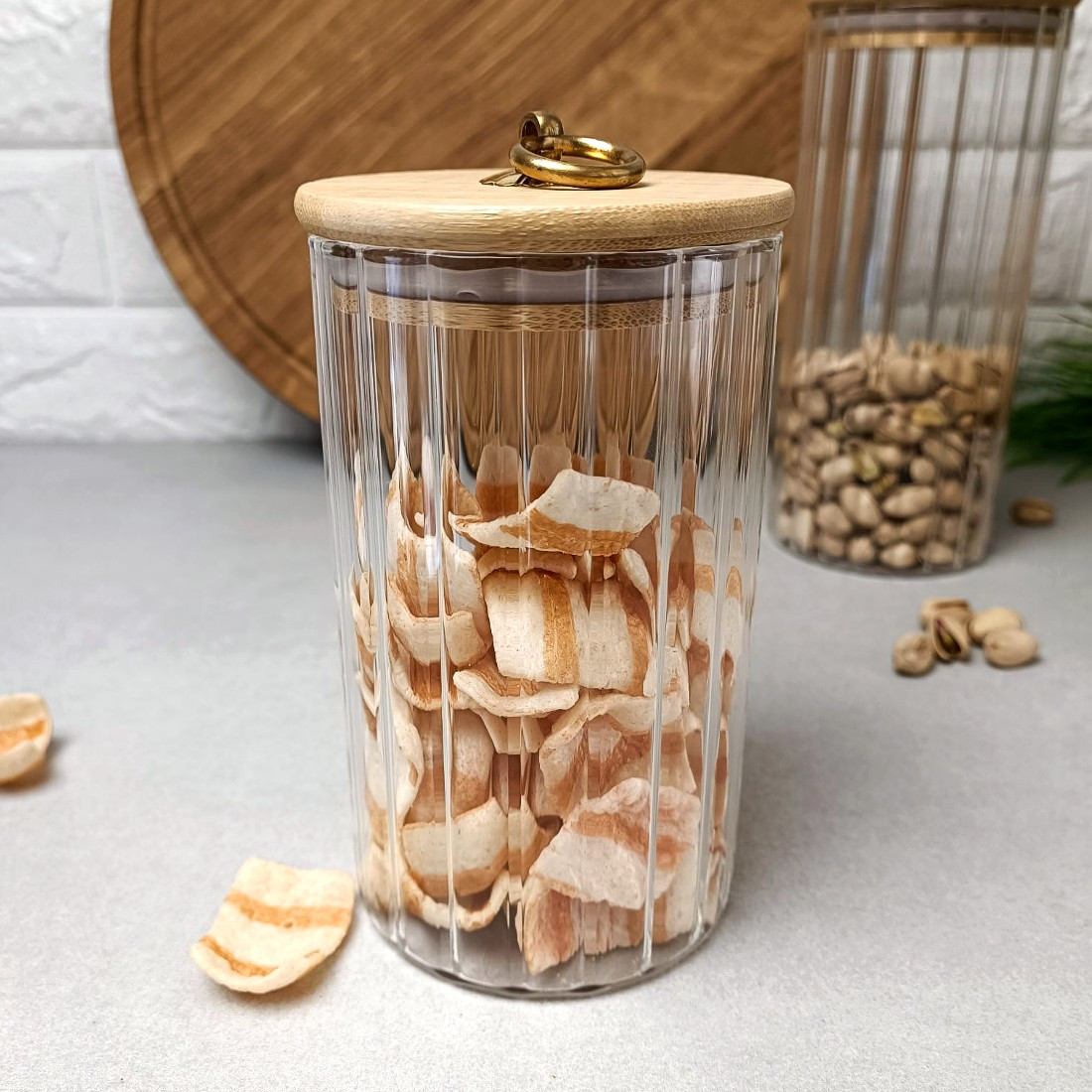 Висока скляна банка 850мл та з кільцем на кришці Wave