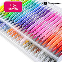 Великий набір маркерів для малювання і скетчинга Brush Markers Pens 48 кольорів на водній основі, Маркер кисть. Хіт!