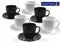 Набір чайний Luminarc Carine Black&White 12 предметів 220мл склокераміка (2371D)