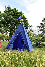 Вулична Дитяча Палатка Вігвам із водовідштовхувальної тканини 110х110х180 см синя.Хит! Хіт!