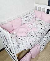 Комплект в кроватку для новорожденных "Эко Звездочки" розовый