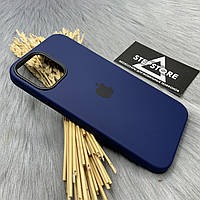 Чехол Silicone Case с Magsafe для Iphone 12 pro max без швов с анимацией закрытым низом Синий