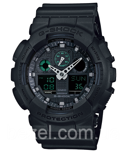 Чоловічий годинник Casio G-Shock GA100MB-1A протиударні японські кварцові