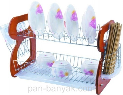 Сушарка для посуду Empire 2 ярусна срібло 53х27 см h14 см метал (9646 EM) з швидкою доставкою по Україні, фото 1