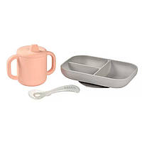 Набор силиконовой посуды Beaba 3 предмета Pink/Grey