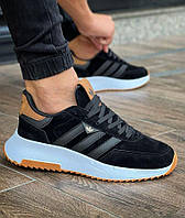Чоловічі замшеві Кросівки Adidas Black-White-Orange На Пінці Стильні Адідас 40,41,42 розміри
