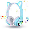 Бездротові навушники Bluetooth з вушками VZV-23M на 400 mah, Блакитні / Дитячі накладні навушники з підсвічуванням, фото 10