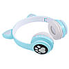 Бездротові навушники Bluetooth з вушками VZV-23M на 400 mah, Блакитні / Дитячі накладні навушники з підсвічуванням, фото 9