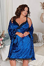 Неймовірний жіночий комплект Сорочка+Халат, тканина "Мармуровий Велюр" 50, 52 розмір 50