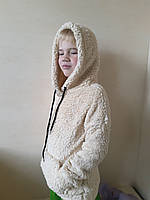 Теплий худі толстовка для дівчинки хутро Тедді овечка розмір 146 152