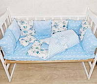 Комплект в кроватку для новорожденных "Mineco Мышка" голубой