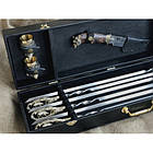 Комплект шампурів ручної роботи на подарунок "Гранд" у кейсі зі шкірозамінника., фото 2