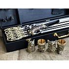 Комплект шампурів ручної роботи на подарунок "Гранд" у кейсі зі шкірозамінника., фото 3