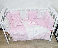 Комплект в кроватку для новорожденных "Mineco Зайка" розовый