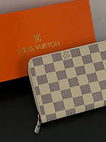 Женский кожаный бежевый кошелёк на змейке Louis Vuitton Луи Витон
