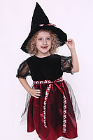 Детский карнавальный костюм для девочки Ведьмочка №1 бордо