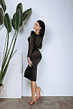 Атласна сукня із запахом на грудях нижче колін Люкс чорне (різні кольори) XS S M L, фото 7