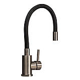 Змішувач для кухні Globus Lux ALPEN SUS-203SB боковий ЧОРНИЙ Гофровилив НЕРЖ._на гайці Baumar - Завжди Вчасно, фото 2