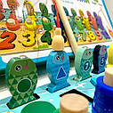Дерев'яна гра сортер Монтессорі Limo toy з магнітною риболовлею MD 1602-UA Свійські тварини укр і англ, фото 3
