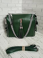 Женская кожаная сумка кросс-боди, среднего размера, цвета : коричневый, синий, красный, зелёный, серый