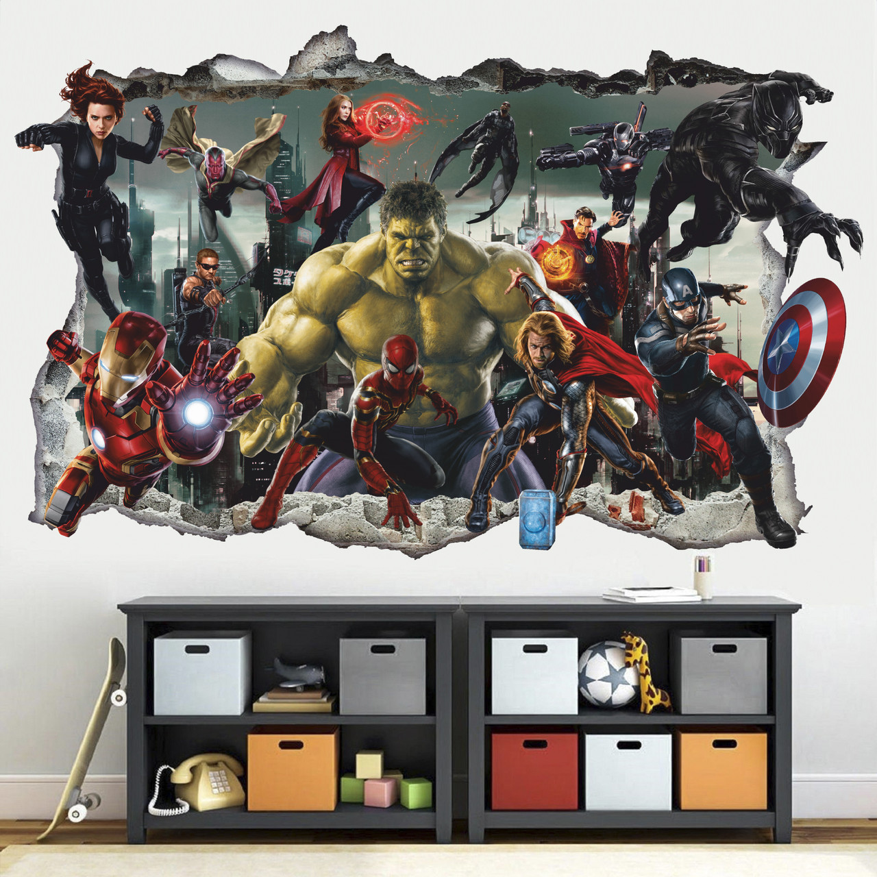 Інтер'єрна наклейка на стіну Супергерої Oracal розмір 96х61см