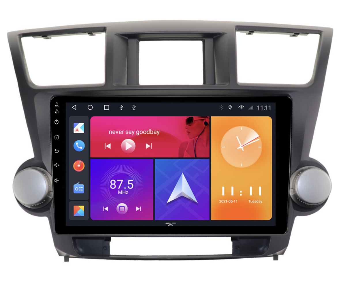 Штатна магнітола Toyota Highlander 2007-2013 для Android 10” сенсорний екран, GPS, Bluetooth, Wi-Fi, камера заднього виду