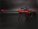 Іграшкова снайперська гвинтівка із лазерним прицілом. Снайперська гвинтівка для дитини. Снайперська гвинтівка червоного кольору, фото 2