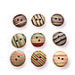 Ґудзики дерев'яні з принтом Кольорові смуги круглі 15 мм 30 шт. Різнокольоровий, фото 2