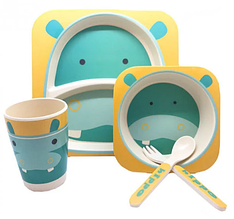 Набір для дітей Eco Frendly Бегемотик 5 предметів бамбук (2770-28) з швидкою доставкою по Україні