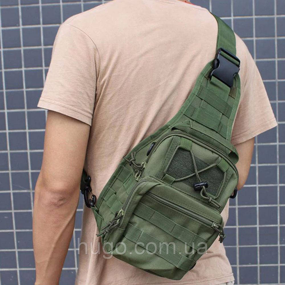 Тактична сумка через плече на 6л, 28х20х8 см, Олива / Чоловічий однолямковий рюкзак / Барсетка