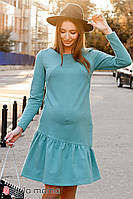 Очаровательное теплое трикотажное платье А-силуэта с оборками, для беременных и кормящих, размер от XS до XL