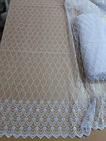 Тюль фатіновий з вишивкою білого кольору