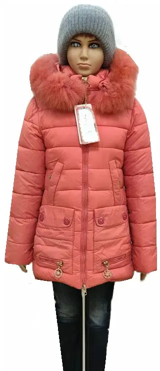 Зимове пальто для дівчаток корплового кольору