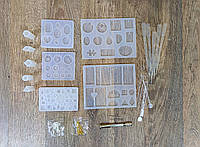 Набір форм молдів для лиття епоксидною смолою 73 предмета Кристали Гудзики Кулони Прикраси