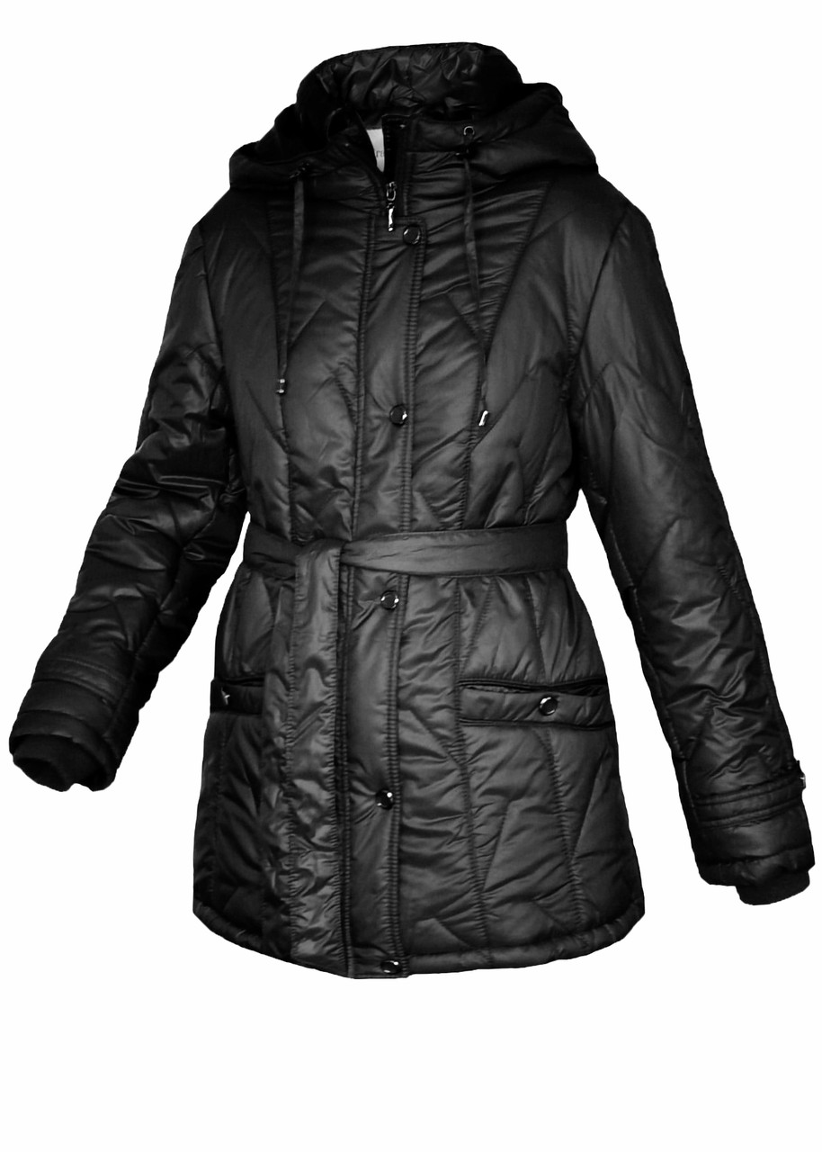 Куртка жіноча зимова з капюшоном довга Mirage Чорний, фото 1
