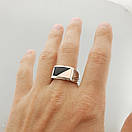 Срібний перстень з золотом для чоловіка. Чоловічі кольца печатки 925. 20 розмір, фото 2