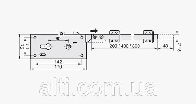 Ригельный замок Kowal KW-Z-5 для ворот секционных гаражных подъемных