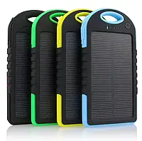 Power bank SOLAR 10000mAh компактный универсальный внешний аккумулятор на солнечных батареях + фонарь, водонеп