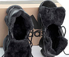 Зимові Кросівки Adidas Yeezy 500 Hight Winter black / Адидас ізі 500 високі Зима Хутро Чорні, фото 3