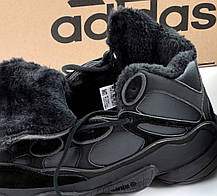 Зимові Кросівки Adidas Yeezy 500 Hight Winter black / Адидас ізі 500 високі Зима Хутро Чорні, фото 4