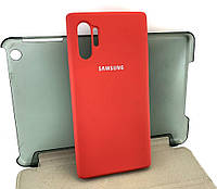 Чехол на Samsung Note 10 Plus накладка бампер Soft Case Full силиконовый красный с велюром