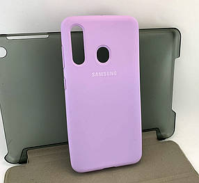 Чохол на Samsung A60, A606 накладка бампер Silicone Case Full силіконовий бузковий з мікрофіброю