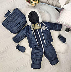 Зимовий дитячий теплий комбінезон-трансформер 3в1 на овчині: курточка, конверт для ніг, напівкомбінезон, фото 4