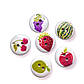 Ґудзики дерев'яні з принтом Ягоди-фрукти круглі 20 мм 15 шт. Різнокольоровий, фото 2
