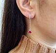 Сережки-підвіски срібні з рубіном 1088/1, фото 3