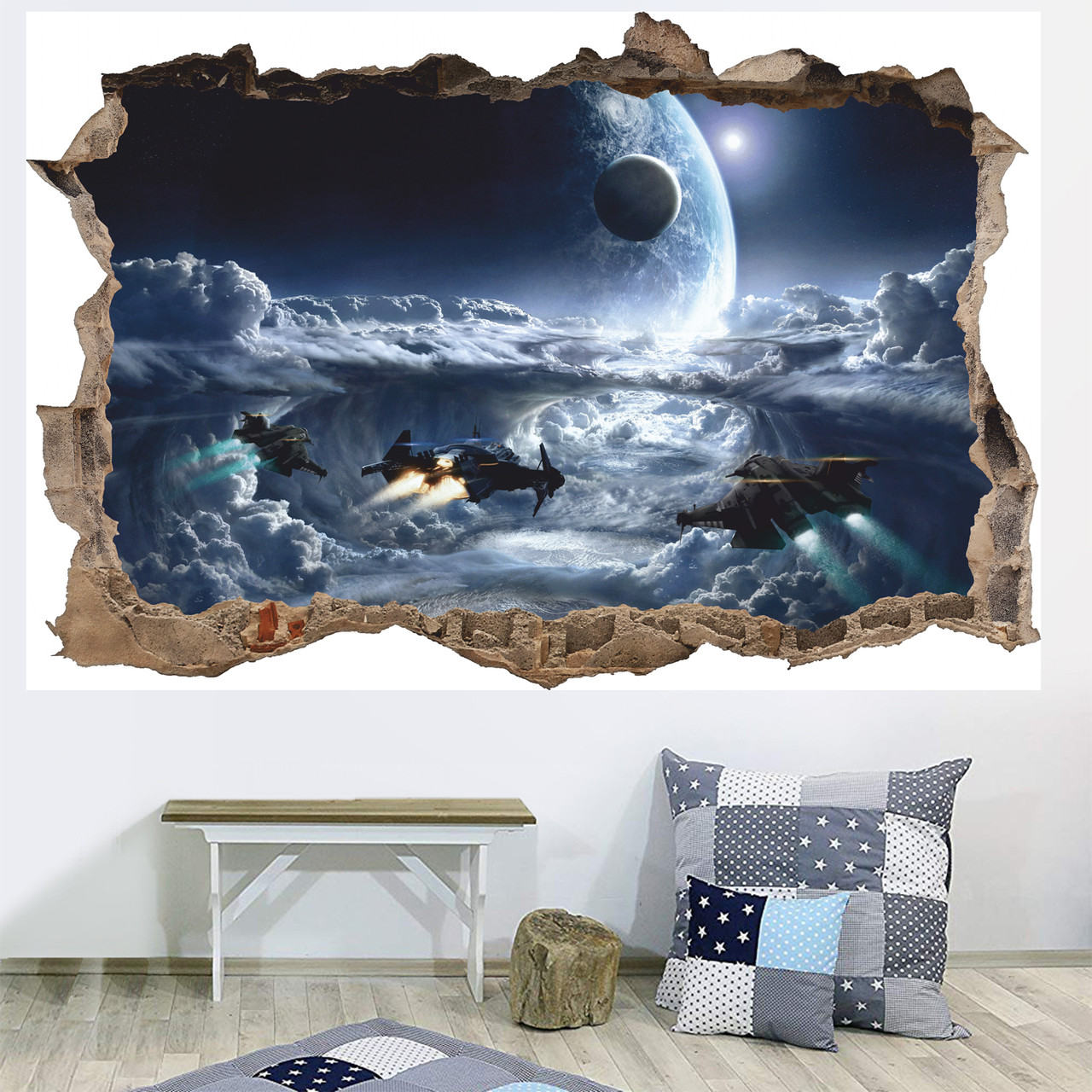 Інтер'єрна наклейка на стіну Звездолети Oracal розмір 96х64см, фото 1