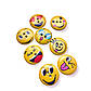 Ґудзики дерев'яні з принтом Смайлики круглі 20 мм 15 шт. Різнокольоровий, фото 2
