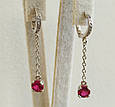 Сережки-підвіски срібні з рубіном 1072/1-ру, фото 3