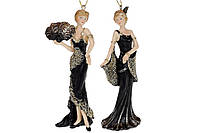 Декоративная подвесная фигурка Мадмуазель, 15см, 2 дизайна, цвет - черный с шампанью, 2шт