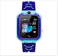 Детские умные часы S12 с GPS IP68 с sim-картой кнопка SOS прием звонков синие